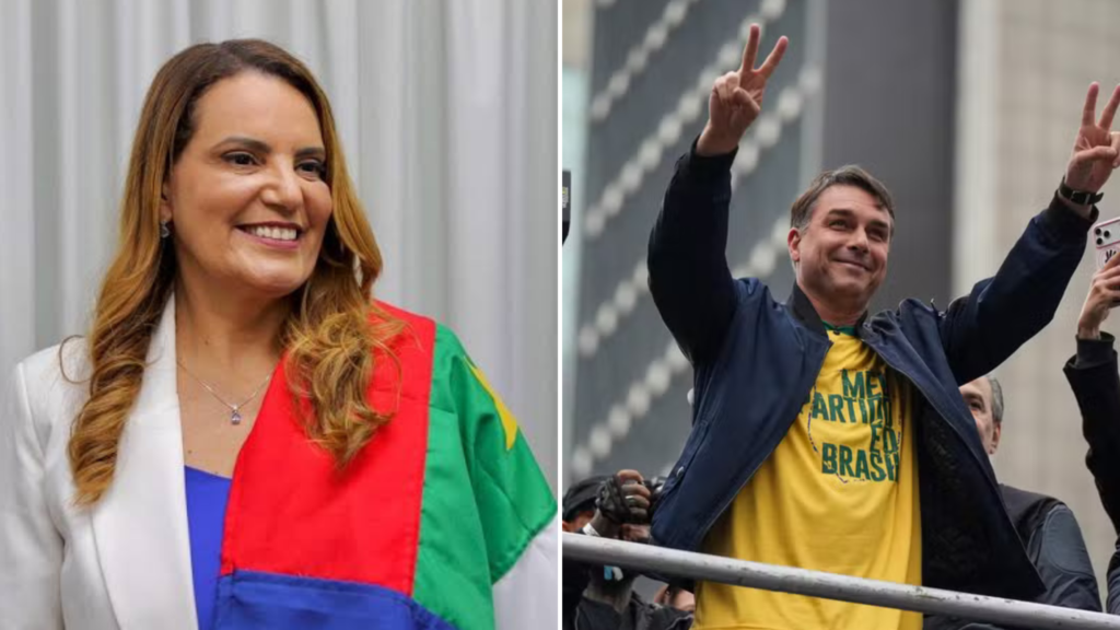 Sheila Lemos vai ao ato de Flávio Bolsonaro e revela participação na organização